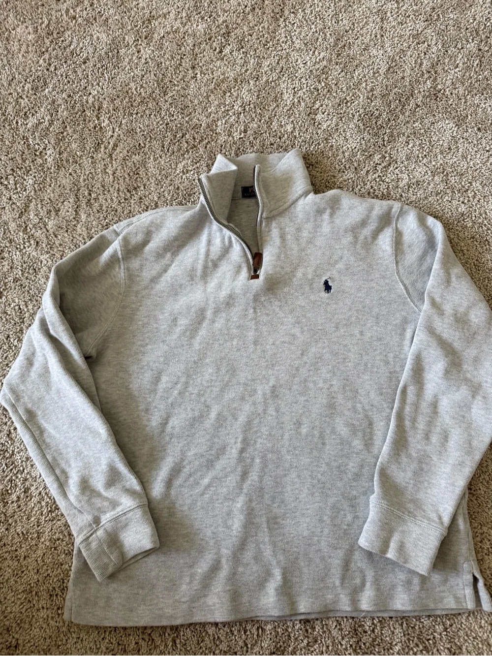 Polo by Ralph Lauren Light Gray Zip-Neck Pullover Sweater